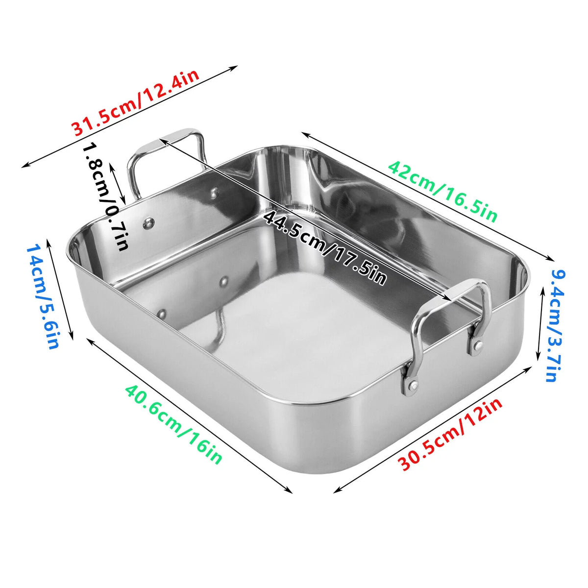 Stainless Steel Rectangular Roasting Pan with Rack K111
