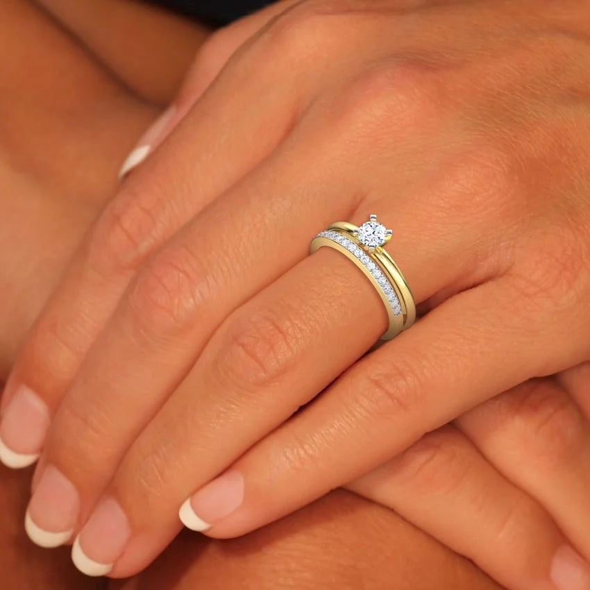 14K Yellow Gold Diamond Wedding Ring Set Z455