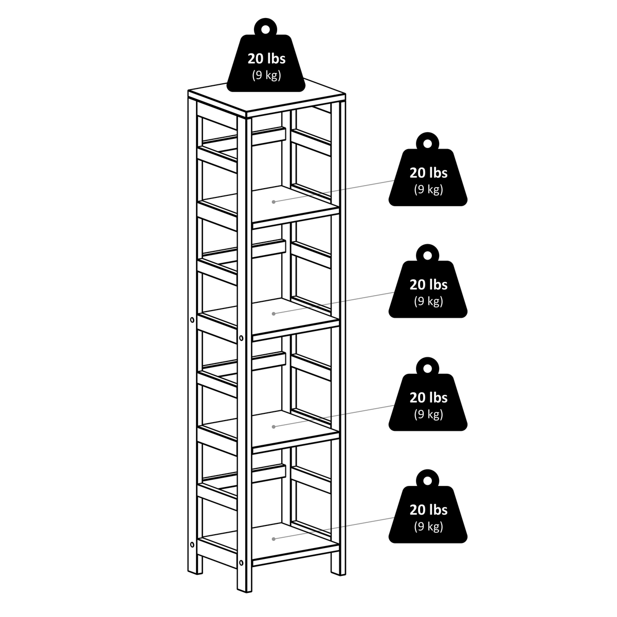 2-Section Storage Shelf with 4 Black Fabric Baskets G184592