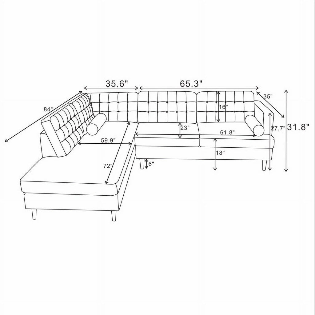 Green Velvet Right-Facing Upholstered Sectional U7621