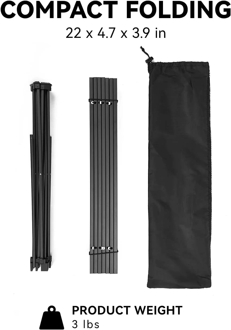 Folding Camping Table with Carry Bag, Black M320518