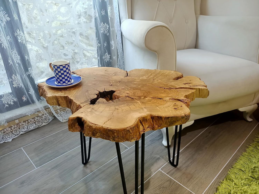 Olive 24" Live Edge Side Table with Black Legs S44053