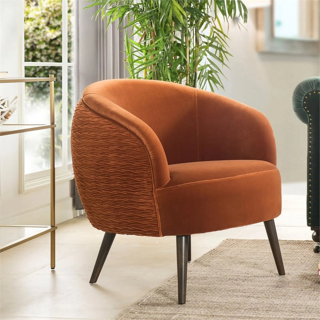 Burnt Orange Barrel Chair Set I920