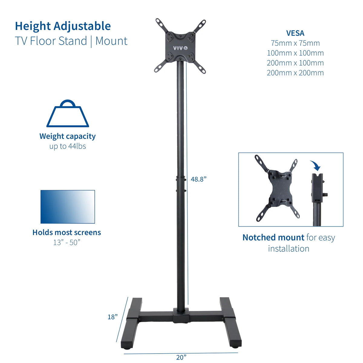 13" to 50" Height Adjustable Floor TV Stand E23483