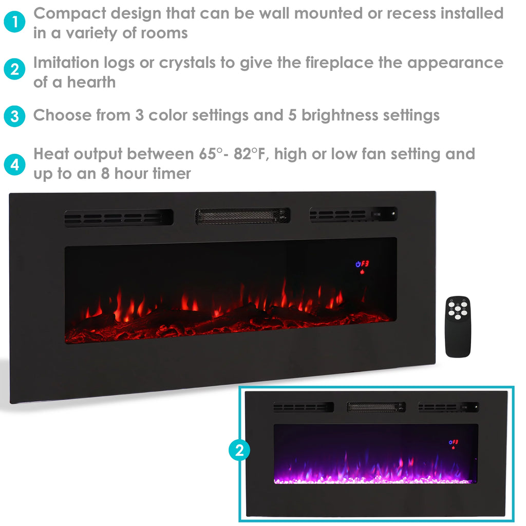 50" Black Electric Fireplace E7181