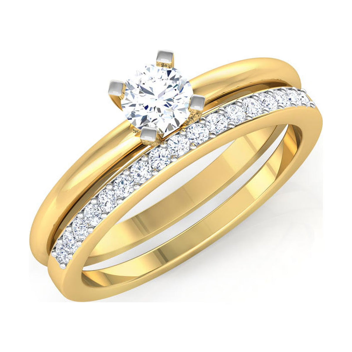 14K Yellow Gold Diamond Wedding Ring Set Z455