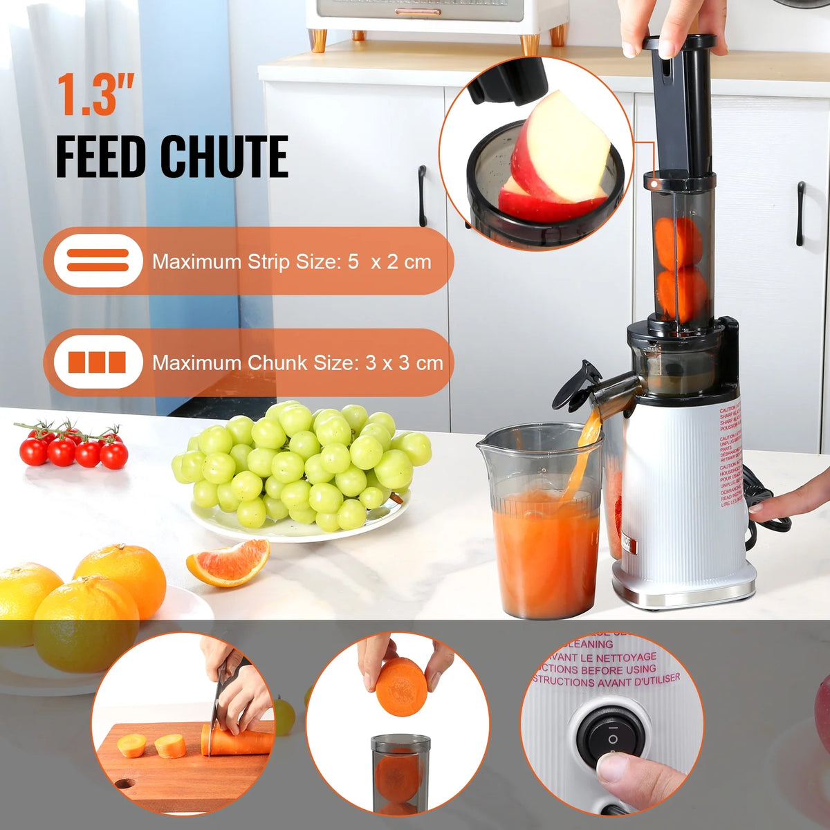 Masticating Slow Juicer Electric Cold Press Squeezer G47984