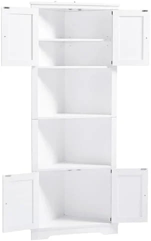 72" Black Corner Cabinet with Doors and 4 Shelves T829028