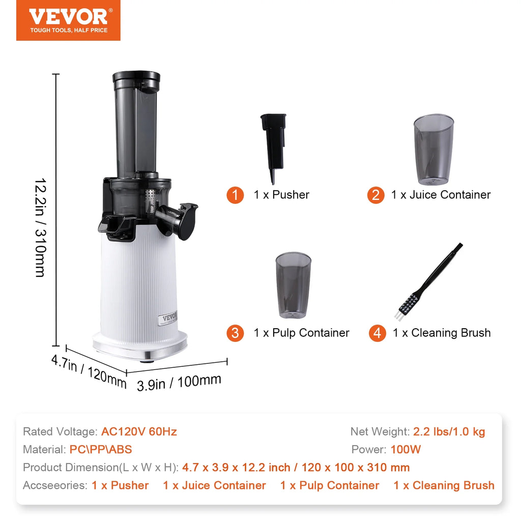 Masticating Slow Juicer Electric Cold Press Squeezer G47984
