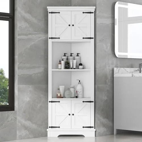 72" Black Corner Cabinet with Doors and 4 Shelves T829028